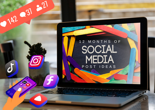 12 MONTHS of Social Media Post Ideas + Bonus: 4 Social Media Analytics Forms